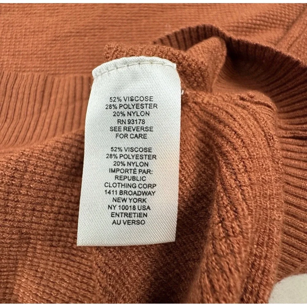 T Tahari Batwing Sweater Womens Medium Rust Orange Textured Dolman Knit Pullover